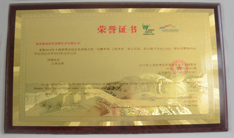 上海世博会-荣誉证书(图1)